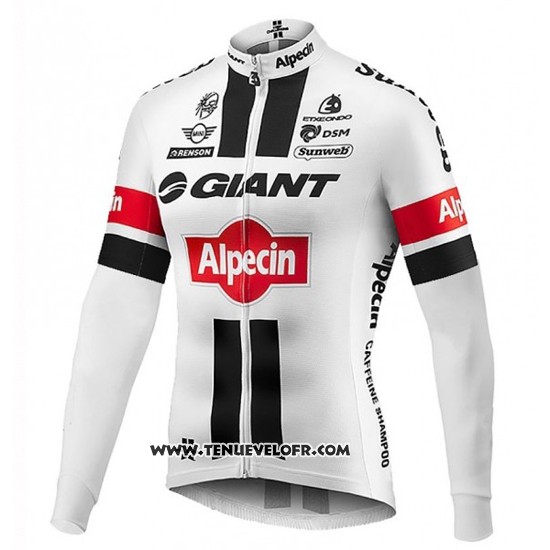 2016 Maillot Ciclismo Giant Alpecin Noir et Blanc Manches Longues et Cuissard